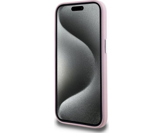 Case Karl Lagerfeld FW Metal Plate MagSafe Aizsargapvalks priekš iPhone 15 / rozā Neoriģinālie Maciņi