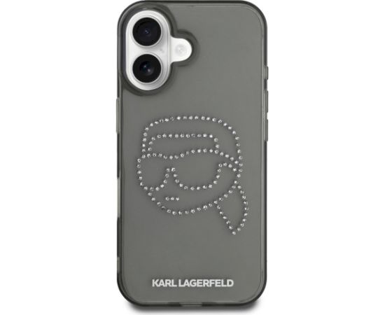 Karl Lagerfeld IML Rhinestones Karl Head Aizsargapvalks priekš iPhone 16 / melns Neoriģinālie Maciņi