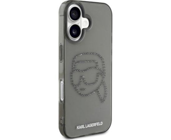 Karl Lagerfeld IML Rhinestones Karl Head Aizsargapvalks priekš iPhone 16 / melns Neoriģinālie Maciņi
