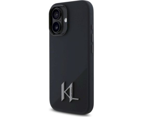 Karl Lagerfeld KLHMP16SSCMKMPCK Silicone Shadow Metal Initial Hardcase Aizsargapvalks priekš iPhone 16 6.1" / melns Neoriģinālie Maciņi