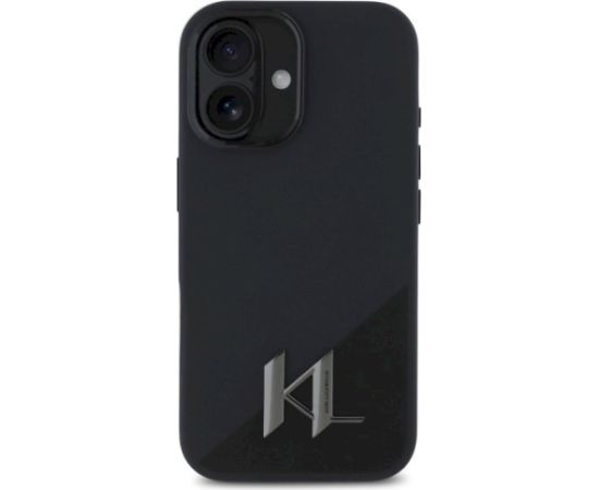 Karl Lagerfeld KLHMP16SSCMKMPCK Silicone Shadow Metal Initial Hardcase Aizsargapvalks priekš iPhone 16 6.1" / melns Neoriģinālie Maciņi