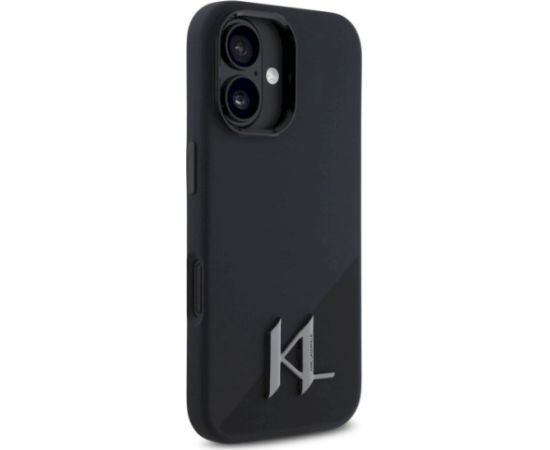 Karl Lagerfeld KLHMP16SSCMKMPCK Silicone Shadow Metal Initial Hardcase Aizsargapvalks priekš iPhone 16 6.1" / melns Neoriģinālie Maciņi