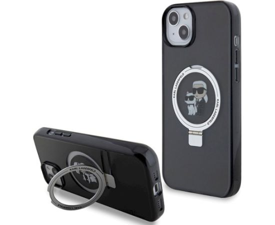 Karl Lagerfeld KLHMP14SHMRSKCK Aizsargapvalks priekš iPhone 14/15/13 6.1" Ring Stand / melns Neoriģinālie Maciņi