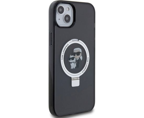 Karl Lagerfeld KLHMP14SHMRSKCK Aizsargapvalks priekš iPhone 14/15/13 6.1" Ring Stand / melns Neoriģinālie Maciņi