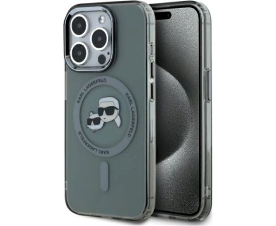 Karl Lagerfeld KLHMP15LHLSKCK Hardcase IML Metal Karl&Choupette Head Aizsargapvalks priekš iPhone 15 Pro 6.1" / melns Neoriģinālie Maciņi