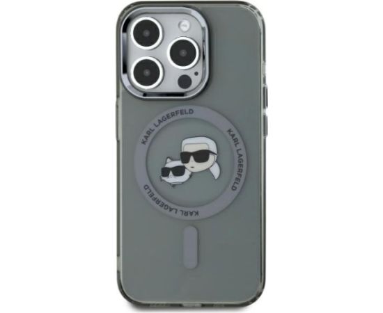 Karl Lagerfeld KLHMP15LHLSKCK Hardcase IML Metal Karl&Choupette Head Aizsargapvalks priekš iPhone 15 Pro 6.1" / melns Neoriģinālie Maciņi