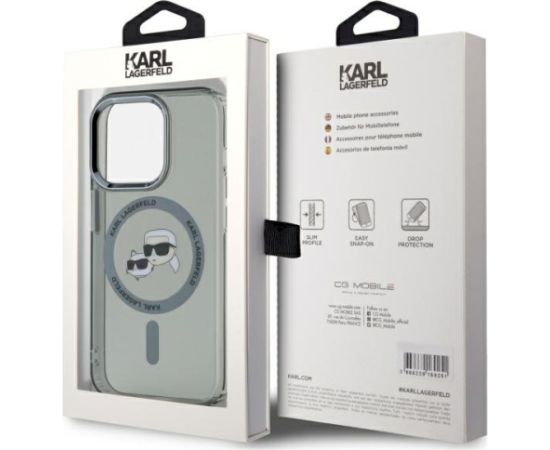Karl Lagerfeld KLHMP15LHLSKCK Hardcase IML Metal Karl&Choupette Head Aizsargapvalks priekš iPhone 15 Pro 6.1" / melns Neoriģinālie Maciņi