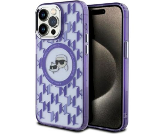Karl Lagerfeld KLHMP15XHMCKMHU IML Monogram Karl&Choupette He Aizsargapvalks priekš iPhone 15 Pro Max 6.7" / violets Neoriģinālie Maciņi
