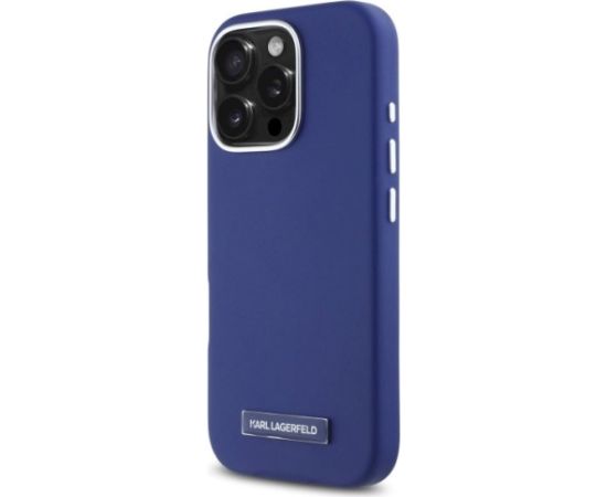 Karl Lagerfeld KLHMP16LPGMSRPB Hardcase FW Metal Plate MagSafe Aizsargapvalks priekš iPhone 16 Pro 6.3" / zils Neoriģinālie Maciņi