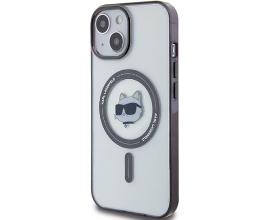 Karl Lagerfeld KLHMP15SHCHNOTK Aizsargapvalks priekš iPhone 15/14/13 6.1" transparent hardcase IML Choupette`s Head Mag Neoriģinālie Maciņi