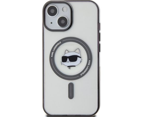 Karl Lagerfeld KLHMP15SHCHNOTK Aizsargapvalks priekš iPhone 15/14/13 6.1" transparent hardcase IML Choupette`s Head Mag Neoriģinālie Maciņi
