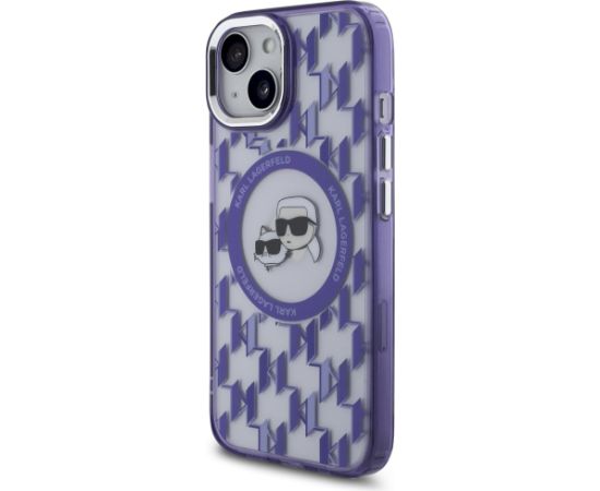Karl Lagerfeld KLHMP15SHMCKMHU IML Monogram Karl&Choupette Head MagSa Aizsargapvalks priekš iPhone 15 6.1" / violets Neoriģinālie Maciņi