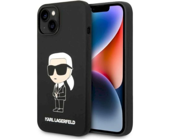 Karl Lagerfeld KLHMP14MSNIKBCK Silicone Ikonik Magsafe Aizsargapvalks priekš iPhone 14 Plus / 15 Plus 6,7" / melns Neoriģinālie Maciņi