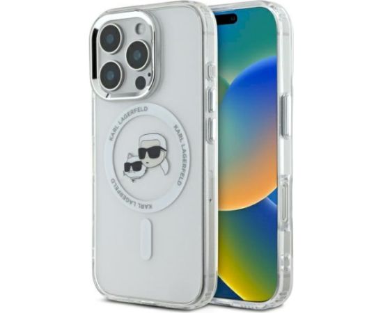 Karl Lagerfeld KLHMP16LHLSKCH Aizsargapvalks priekš iPhone 16 Pro 6.3" Hardcase IML Metal Karl&Choupette Head / balts Neoriģinālie Maciņi