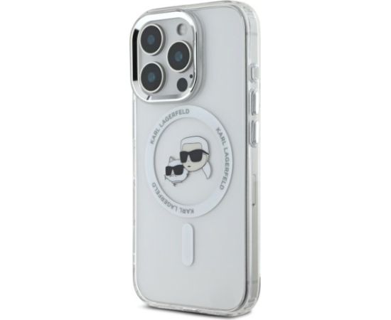 Karl Lagerfeld KLHMP16LHLSKCH Aizsargapvalks priekš iPhone 16 Pro 6.3" Hardcase IML Metal Karl&Choupette Head / balts Neoriģinālie Maciņi