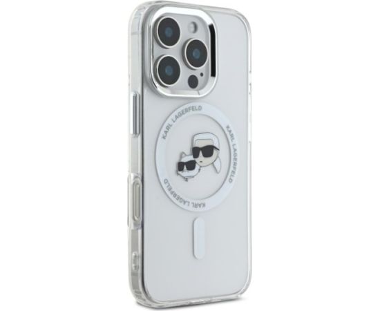 Karl Lagerfeld KLHMP16LHLSKCH Aizsargapvalks priekš iPhone 16 Pro 6.3" Hardcase IML Metal Karl&Choupette Head / balts Neoriģinālie Maciņi