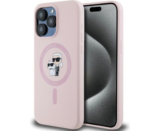Karl Lagerfeld KLHMP15XSCMKCRHP Silicone Karl & Choupette Aizsargapvalks priekš iPhone 15 Pro Max 6.7" / rozā Neoriģinālie Maciņi