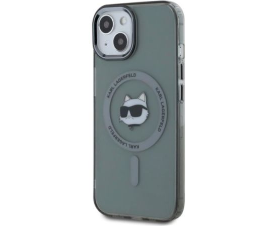 Karl Lagerfeld KLHMP15SHLSCHK Hardcase IML Metal Choupette Head MagSafe Aizsargapvalks priekš iPhone 15 6.1" / melns Neoriģinālie Maciņi