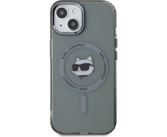 Karl Lagerfeld KLHMP15SHLSCHK Hardcase IML Metal Choupette Head MagSafe Aizsargapvalks priekš iPhone 15 6.1" / melns Neoriģinālie Maciņi