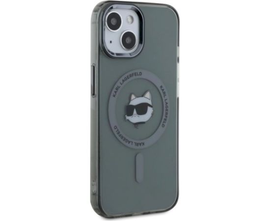 Karl Lagerfeld KLHMP15SHLSCHK Hardcase IML Metal Choupette Head MagSafe Aizsargapvalks priekš iPhone 15 6.1" / melns Neoriģinālie Maciņi
