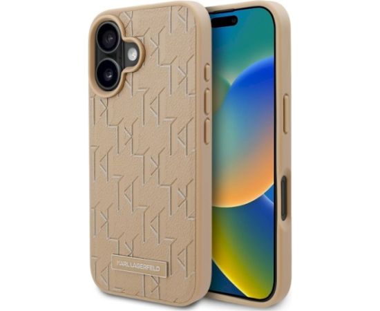 Karl Lagerfeld KLHMP16SPKHPORPE Hardcase Hot Stamp MagSafe Aizsargapvalks priekš iPhone 16 6.1" / bēšs Neoriģinālie Maciņi