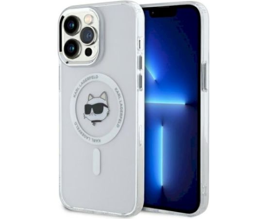 Karl Lagerfeld KLHMP14XHLSCHH Aizsargapvalks priekš iPhone 14 Pro Max 6.7" IML Metal Choupette Head / balts Neoriģinālie Maciņi