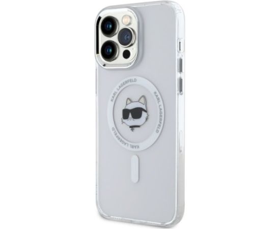 Karl Lagerfeld KLHMP14XHLSCHH Aizsargapvalks priekš iPhone 14 Pro Max 6.7" IML Metal Choupette Head / balts Neoriģinālie Maciņi
