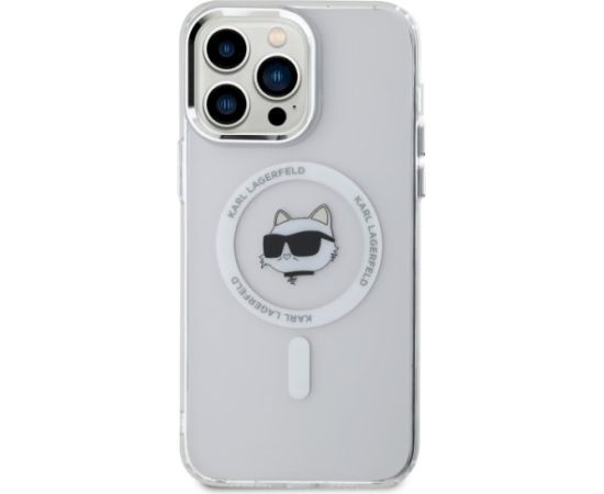 Karl Lagerfeld KLHMP14XHLSCHH Aizsargapvalks priekš iPhone 14 Pro Max 6.7" IML Metal Choupette Head / balts Neoriģinālie Maciņi