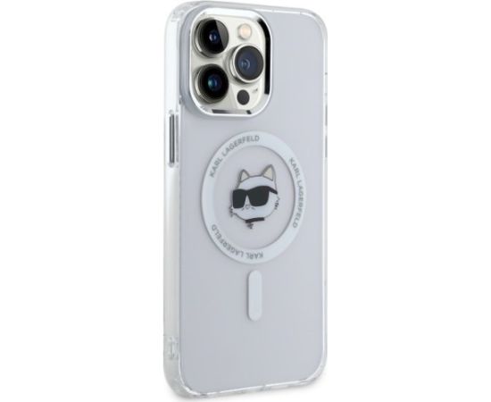 Karl Lagerfeld KLHMP14XHLSCHH Aizsargapvalks priekš iPhone 14 Pro Max 6.7" IML Metal Choupette Head / balts Neoriģinālie Maciņi