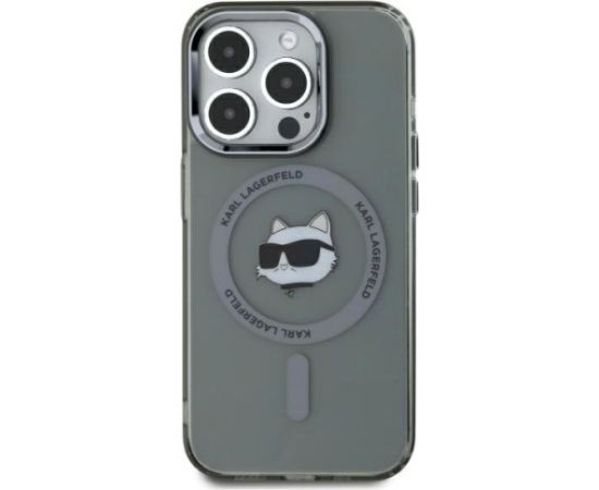 Karl Lagerfeld KLHMP15XHLSCHK Aizsargapvalks priekš iPhone 15 Pro Max 6.7" Hardcase IML Metal Choupette Head / melns Neoriģinālie Maciņi