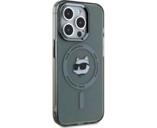 Karl Lagerfeld KLHMP15XHLSCHK Aizsargapvalks priekš iPhone 15 Pro Max 6.7" Hardcase IML Metal Choupette Head / melns Neoriģinālie Maciņi