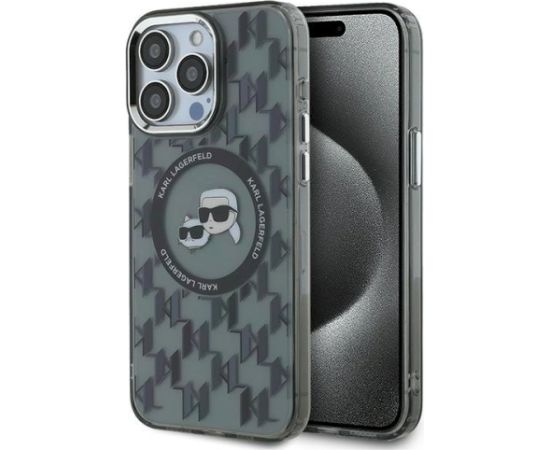 Karl Lagerfeld KLHMP15LHMCKMHK IML Monogram Karl&Choupette Head MagSa Aizsargapvalks priekš iPhone 15 Pro 6.1" / melns Neoriģinālie Maciņi