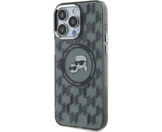 Karl Lagerfeld KLHMP15LHMCKMHK IML Monogram Karl&Choupette Head MagSa Aizsargapvalks priekš iPhone 15 Pro 6.1" / melns Neoriģinālie Maciņi