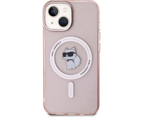 Karl Lagerfeld KLHMP15SHFCCNOP Hardcase IML Choupette MagSafe Aizsargapvalks priekš iPhone 15/14/13 6.1" / rozā Neoriģinālie Maciņi