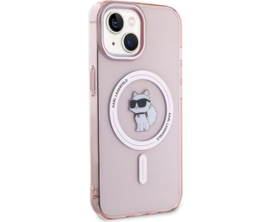 Karl Lagerfeld KLHMP15SHFCCNOP Hardcase IML Choupette MagSafe Aizsargapvalks priekš iPhone 15/14/13 6.1" / rozā Neoriģinālie Maciņi