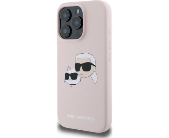 Karl Lagerfeld KLHMP16LSKCHPPLP Hardcase Silicone Double Heads Print Aizsargapvalks priekš iPhone 16 Pro 6.3" / rozā Neoriģinālie Maciņi