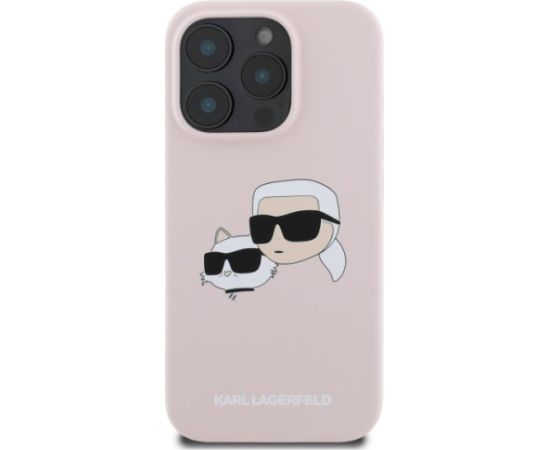 Karl Lagerfeld KLHMP16LSKCHPPLP Hardcase Silicone Double Heads Print Aizsargapvalks priekš iPhone 16 Pro 6.3" / rozā Neoriģinālie Maciņi