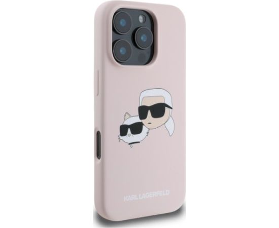 Karl Lagerfeld KLHMP16LSKCHPPLP Hardcase Silicone Double Heads Print Aizsargapvalks priekš iPhone 16 Pro 6.3" / rozā Neoriģinālie Maciņi