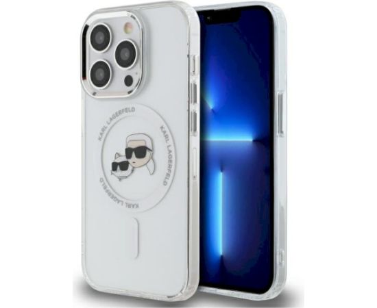 Karl Lagerfeld KLHMP14XHLSKCH Hardcase IML Metal Karl & Choupette Aizsargapvalks priekš iPhone 14 Pro Max 6.7" / balts Neoriģinālie Maciņi