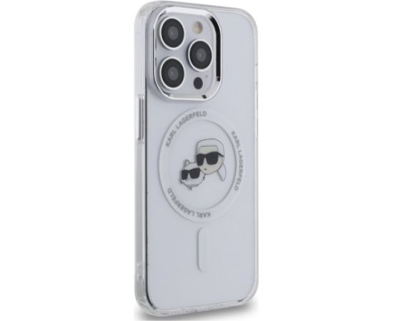 Karl Lagerfeld KLHMP14XHLSKCH Hardcase IML Metal Karl & Choupette Aizsargapvalks priekš iPhone 14 Pro Max 6.7" / balts Neoriģinālie Maciņi