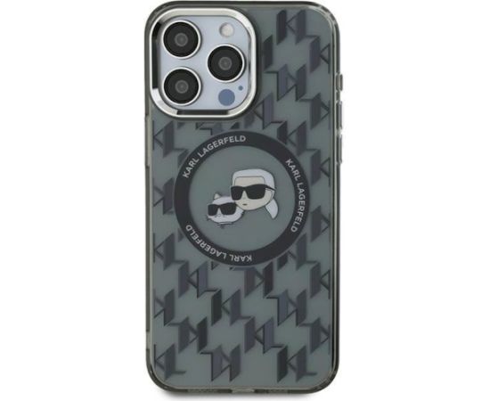 Karl Lagerfeld KLHMP15XHMCKMHK IML Monogram Karl&Choupette Head M Aizsargapvalks priekš iPhone 15 Pro Max 6.7" / melns Neoriģinālie Maciņi