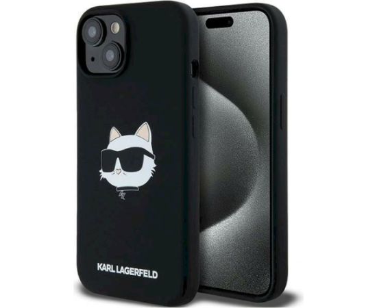 Karl Lagerfeld KLHMP15MSCHPPLK Silicone Choupette Aizsargapvalks priekš iPhone 15 Plus / 14 Plus 6.7" / melns Neoriģinālie Maciņi