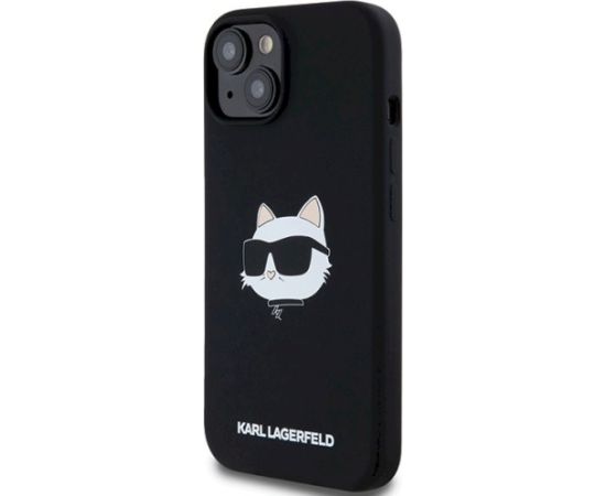Karl Lagerfeld KLHMP15MSCHPPLK Silicone Choupette Aizsargapvalks priekš iPhone 15 Plus / 14 Plus 6.7" / melns Neoriģinālie Maciņi