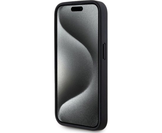 Karl Lagerfeld KLHMP15LPKHPORPK Aizsargapvalks priekš iPhone 15 Pro 6.1" Leather Monogram Metal Logo MagSafe / melns Neoriģinālie Maciņi