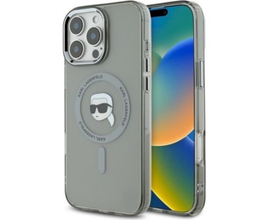 Karl Lagerfeld KLHMP16LHLSKIK Aizsargapvalks priekš iPhone 16 Pro 6.3" Hardcase IML Metal Karl Head MagSafe / melns Neoriģinālie Maciņi