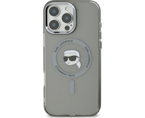 Karl Lagerfeld KLHMP16LHLSKIK Aizsargapvalks priekš iPhone 16 Pro 6.3" Hardcase IML Metal Karl Head MagSafe / melns Neoriģinālie Maciņi
