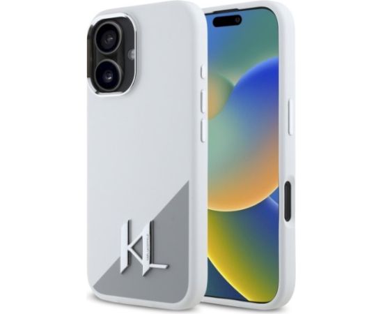 Karl Lagerfeld KLHMP16SSCMKMPCH Hardcase Silicone Initial Metal Logo Ma Aizsargapvalks priekš iPhone 16 6,1" / balts Neoriģinālie Maciņi