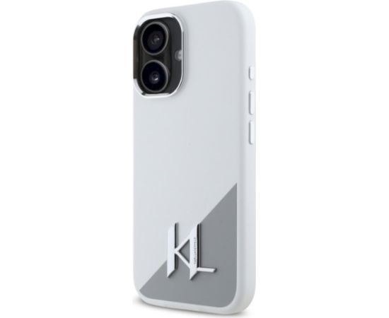 Karl Lagerfeld KLHMP16SSCMKMPCH Hardcase Silicone Initial Metal Logo Ma Aizsargapvalks priekš iPhone 16 6,1" / balts Neoriģinālie Maciņi