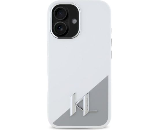 Karl Lagerfeld KLHMP16SSCMKMPCH Hardcase Silicone Initial Metal Logo Ma Aizsargapvalks priekš iPhone 16 6,1" / balts Neoriģinālie Maciņi