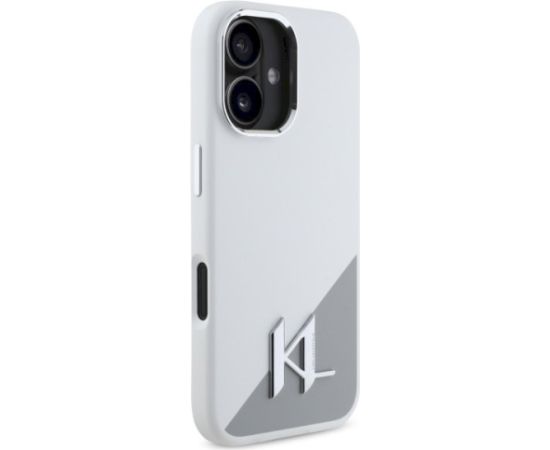 Karl Lagerfeld KLHMP16SSCMKMPCH Hardcase Silicone Initial Metal Logo Ma Aizsargapvalks priekš iPhone 16 6,1" / balts Neoriģinālie Maciņi